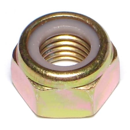 Nylon Insert Lock Nut, M12-1.50, Steel, Class 8, Yellow Zinc, 5 PK